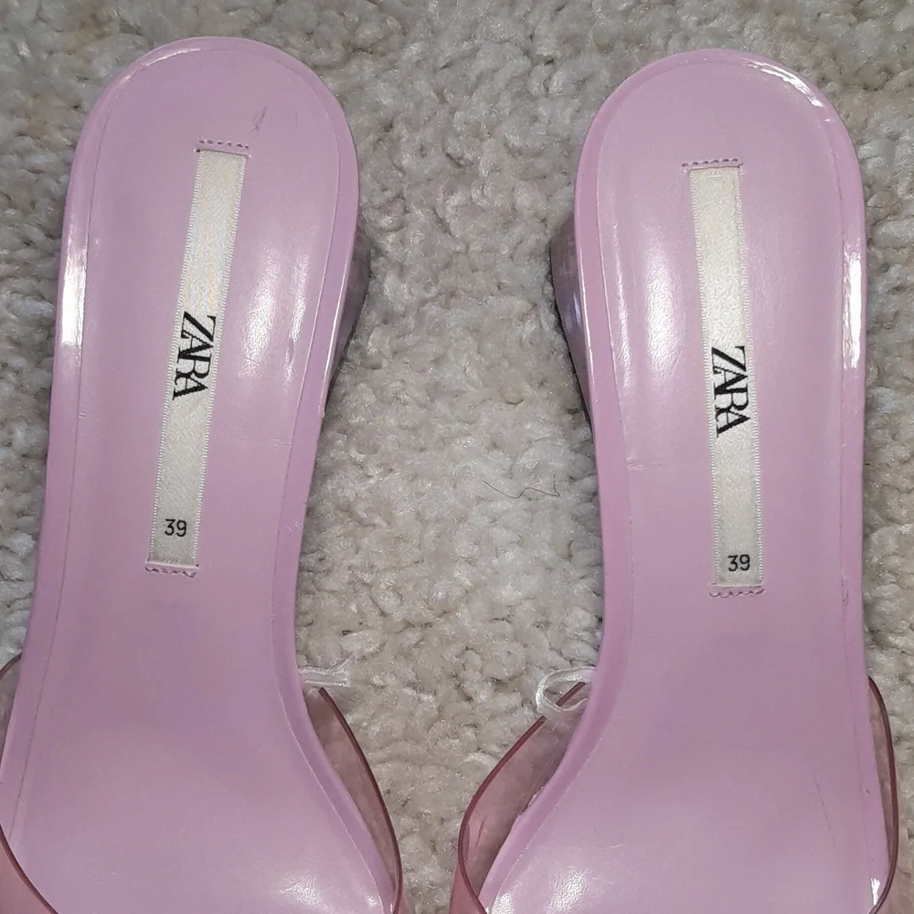 ZARA PINK PVC WEDGES with Translucent Heels Size 8 - Picture 7 of 16